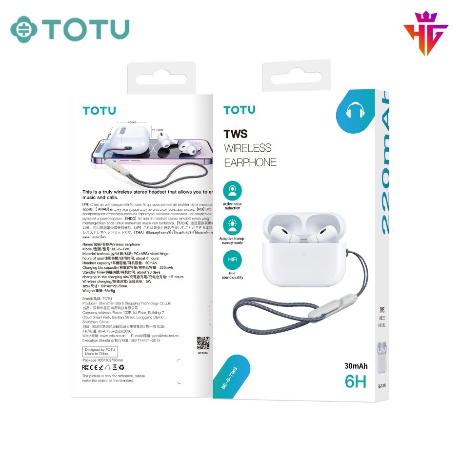 Tai Nghe Bluetooth TOTU BE-5-TWS (Chân Lightning)