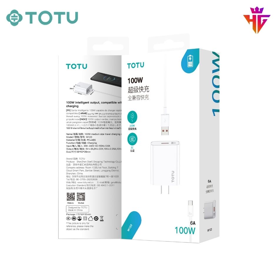 Bộ Sạc Nhanh TOTU W123 100W